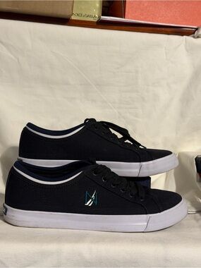 Nautica Black & White Low-Top Canvas Sneakers